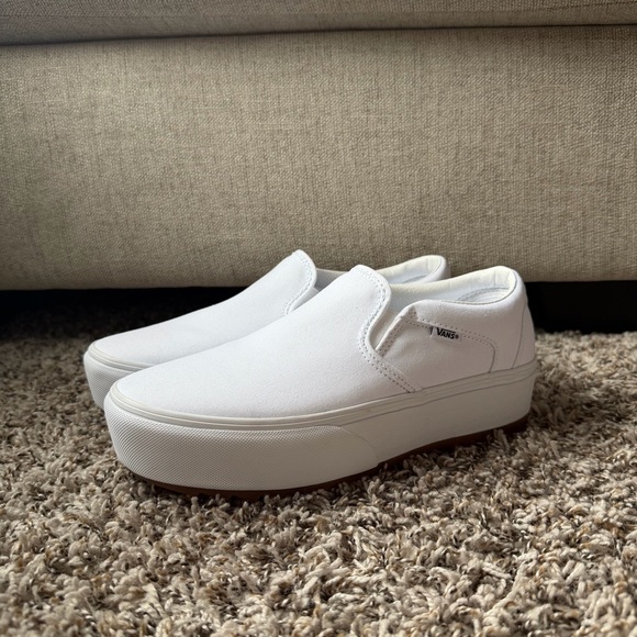 Vans Women's Asher Platform St Shoes Canvas White Size 10 - Picture 2 of 9